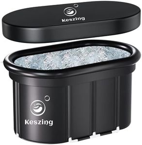 Keszing Oval Ice Bath Tub with Lid for Adult, Large Portable Cold Plunge Tub for Cold Water Therapy Training, 5 Layers Athletes Ice Baths at Home/Outdoor Gym (100x65x65cm) (Black)