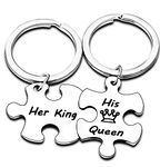 Nimteve Her King His Queen Matching Set Couple Keyrings Gifts For Couples Valentines Gifts For Her Him Relationship Anniversary Mens Womens Keychain (Her King His Queen)