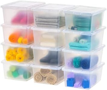 IRIS USA 12-Pack Storage Bins with Lids, 17 Quart, Shoe Boxes Clear Stackable Containers Organize Shoes Closet Shelves, Classroom Organization Teacher Tools, Game Storage - BPA-Free Plastic