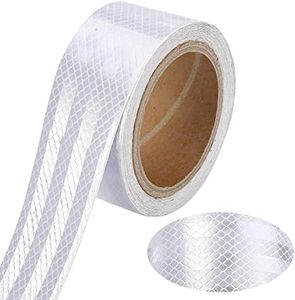 Catarifrangente Nastro Riflettente 5cm X 10m Strisce Catarifrangenti Adesive Impermeabile Adesivi Catarifrangenti Alta Intensità Adesivo Catarifrangente per Automobili, Veicoli e Trattori (Bianco)