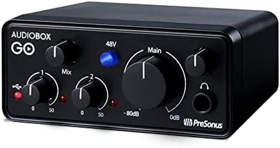 PreSonus AudioBox GO | USB-C Audio Interface for music production with Studio One DAW Recording Software, Music Tutorials, Sound Samples and Virtual Instruments, Black