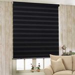 ZEBRA Blind for Windows Dual Layer Zebra Roller Shades Light Filtering Sheer Window Treatments Privacy Light Control for Day and Night, Color BLACK, W180XH150CM