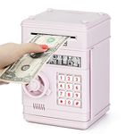 Subao Piggy Bank for Girls Boys, Electronic ATM Bank Toys for Cash Coin with Password, Safe Real Money Saving Box for Kids Adults, Children Birthday Gifts for Toddler Age 8-12 Light Pink