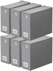 SpaceAid 6 Pack Bed Sheet Organizers and Storage, Foldable Sheet Organizer for Linen Closet, Sheets Set Folder Keeper with Window XL (Queen & King Size) Bedding Container (Gray, 6 Pack)