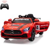 Ride on Car for Kids with Remote Contorl, 12V Licensed Benz AMG Electric Vehicles Battery Powered Sports Car,Sound System, LED Headlights,One Button Assemble Wheels for 3-8 Years Boys Girls,Red