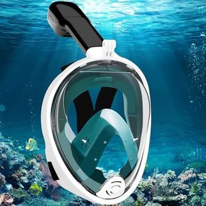 Masque de Plongée Adulte Intégral, 180° View HD Anti-buée Masque Snorkeling, Masque Tuba Panoramique Anti-Fuite, Masque Plongée Dry Top Respiration Facile pour Femmes Hommes