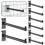 Therwen Pack of 10 Gridwall Hooks 12 Inches Straight Arm Faceout with One Ball Grid Wall Hangers Metal Grid Wall Panel Shelf Bracket Gridwall Accessories (Black)