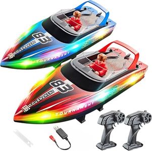 BEZGAR Remote Control Boat, 2 Packs 10 inch Fast Speed RC Boat 15 KPH for Pools & Salt Water, Summer Toys for Adults and Ideal Gifts for Kids Boys Age 6 7 8-12 Years Old - HJ821