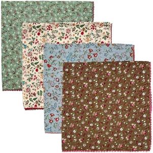 Gorgeous Island 4 Pack 100% Cotton Bandanas for Women 22x22 inches - Assorted Floral Printed Head Scarves, Multi-Purpose Hair & Neck Kerchiefs Set