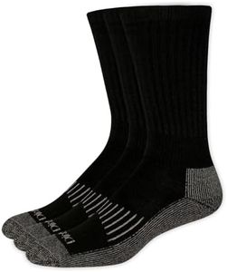 Dickies Men's 3 Pack Heavyweight Cushion with Ankle & Arch Compression Work Crew Socks, Black, Sock Size:10-13/Shoe Size: 6-12