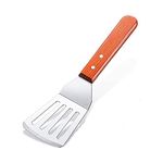 TASKHOUSE Metal Spatula for Cast Iron Skillet Stainless Steel Grill Spatula Slotted Spatula Cooking Utensil Turner Fish Spatula with Wood Handle Small Turner