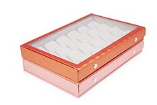 Box Queen Ideal Earring Box Organizer Storage 24 Pairs Earrings Stud Showcase Case and Earrings Accessories Organizer ~ Accessories Showcase Storage Colours Available (Pink & Orange), Cardboard