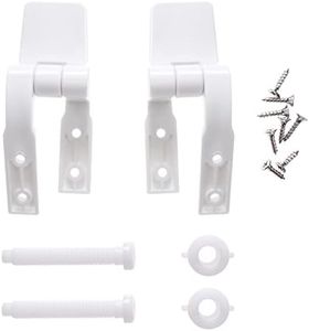 Canomo Universal White Plastic Toilet Seat Hinges Replacement with Bolts Screw and Nuts for Toilet Seats Lids, 1 Pair