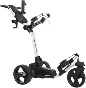 Kam Kaddie V1 Electric Golf Cart - Remote Controlled 3-Wheel Electric Push Cart with Gyroscopic Front Wheel - Lightweight and Easy-Fold Design with Umbrella Holder and Cellphone Compartment - White