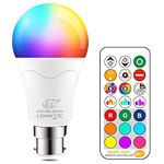 iLC 85W Equivalent Colour Changing Light Bulb 12W Bayonet B22 RGBW LED Color Bulbs, Mood RGB Warm White 2700K Coloured Dimmable, Remote Controller Included