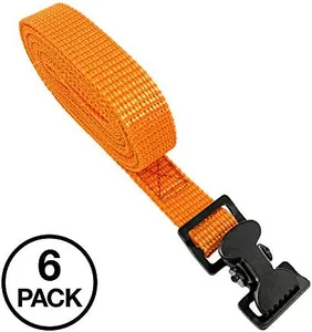 Wrap-It Storage Saw-Tooth Strap, 12 ft, Orange (6 Pack) - Quick and Easy to Use Utility Lashing Straps, Alternative to Tie Down Straps and Cam Buckle Straps