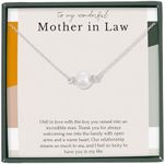 Mother in Law necklace wedding gift from bride, mother in law thank you gift from bride, sterling silver pearl necklace