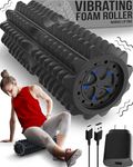 Vibrating Foam Roller w/ 5 Intensity - Premium Back Roller For Back Pain And Leg Muscle Recovery, Flexibility, and Balance Exercises - Perfect For Post-Workout - By Nordic Lifting, Black