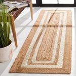 AROMICK- Live Beautiful ! Handwoven Jute Rectangular Shape Rug, Reversible Doormat for Bedroom, Living Room and Home Decoration for All Seasons (2x6 Feet Natural and White)