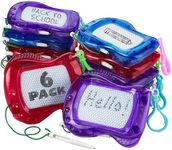 Bedwina Mini Magnetic Drawing Board for Kids - Pack of 6 Backpack Keychain Clip Drawing Boards, Erasable Doodle Sketch Writing Pad, Birthday Kids Party Favors & Goodie Bags Stuffers