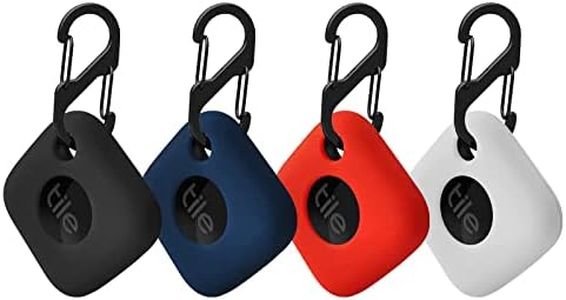 VAEKNVG 4PCS Case for Tile Mate Tracker 2022, Soft Silicone Skin Cover Shock-Absorbing Protective Case with Carabiner Accessories (Black+Blue+Red+White)