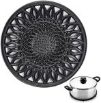 Bruntmor Cast Iron Trivet - 8-Inch Seasoning Rack with Metal Ring Hanger - Hot Pots and Pans Holder - Meat Rack Protection for Tabletop - Ideal Gift for Wedding, Housewarming and Anniversaries