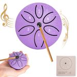 ITHWIU Steel Tongue Drum 3 Inch 6 Notes Hand Percussion Instrument Purple