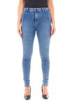 M17 Women Ladies High Waisted Denim Jeans Skinny Fit Casual Cotton Trousers Pants with Pockets (22, Acid Blue)