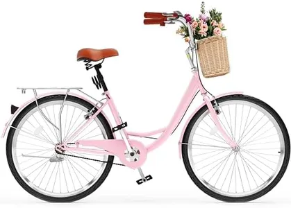 YITAHOME Beach Cruiser Bike for Women, 24 & 26 inch Commute Bike for Adults, 1 & 7 Speed Womens Bicycle with Basket Adjustable Seat, Multiple Color