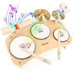 Wooden Toys Kids Drum Kit Musical Instruments For Toddlers Baby Drum Musical Toys Gifts for 3 4 5 Years Old Girls Boys