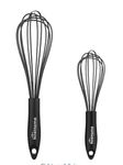 NileHome Silicone Whisk Set 20.3cm 25.4cm Kitchen Whisk Kitchen Wisk Wire Whisks for Cooking, Whisking, Blending, Beating, Stirring-Black