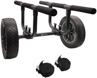 Heavy Duty Kayak Cart, Width Adjustable Canoe Cart with 12inch Flatfree Beach Wheels Boat Dolly Cart Transport Carrier