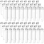 60 Pack Clear Plastic Test Tubes, MUKLEI 25x140 MM 40ML Plastic Test Tubes with Screw Caps, Transparent Test Tubes for Sample, Science Party, Gumball, Candy, Bath Salts