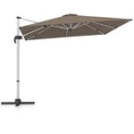 DORTALA 10 FT Offset Patio Umbrella, Square Cantilever Patio Umbrella with 360° Rotation, Tilt Adjustment, Cross Base, Heavy-Duty Market Umbrella for Garden Balcony Deck Pool Backyard, Brown