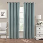 Eclipse Nadya Solid Thermal Insulated Single Panel Grommet Top Darkening Curtains for Living Room, 52" x 84", Smokey Blue