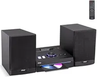 Pyle Home Stereo Shelf System - 60W Wireless BT Streaming with CD Player, FM Radio, USB & SD Card Playback, 2-Way Music Crisp-Sound, Remote Control, Dual Stereo Speakers (Black)