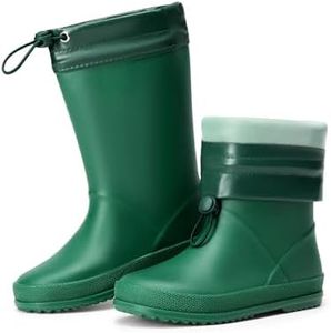 DREAM PAIRS Kids Rain Boots Boys Girls Lightweight Boots Waterproof Easy-on Outdoor Playing Rain Boot Unisex-Child,Size 6 Big Kid,Dark Green,SDRB2401K