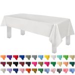 White 6 Pack Premium Disposable Plastic Tablecloth 54 Inch. x 108 Inch. Rectangle Table Cover by Grandipity