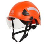 GUARDLEAD Safety Helmet Hard Hat with Visor & Chin Strap OSHA Approved - Brimless Vented Hardhat ANSI Z89.1, EN397 Certified for Construction Work