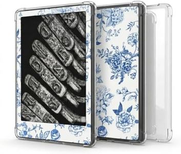 Clear Case & Aesthetic Skin Bundle for 7" Kindle Colorsoft & Paperwhite 12th Gen (2024 Release), Vinyl Wrap Decal & Protective Soft TPU Silicone Cover (Blue)