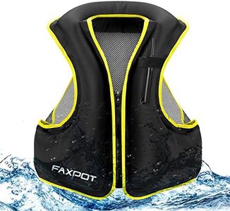 Faxpot Inflatable Snorkel Vest Adult, Snorkeling Vest for Men & Women, Portable Inflatable Swim Vest Jacket, Buoyancy Vest for Snorkeling/Surfing/Swimming, Buoyancy 220 lbs …