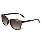 Face Shadow Cat Eye Sunglasses for Women Polarized Fashion Metal Decoration Ultralight UV400 Protection Black/Brwon