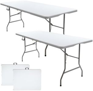 CARTMAN Folding Table, Picnic Table, Portable 6 Foot Table, Fold-in-Half Table, Plastic Dining Picnic Party Table, Folding Table 6ft with Tablecloth, 2 Set