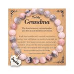 Grandma Christmas Gifts for Women Grandmother Grandma Bead Bracelet Gift for Grandmom Birthday Gift for Nana Granny Natural Stone Bracelets for Grandma from Granddaughter Grandson I Love You Gifts