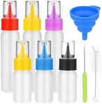 Icing Bottles, 6 Pcs Small Squeeze Cake Writing Bottles with Needle, Brush and Funnel, Mini Easy Pancake Art Bottles for Royal Icing Cookie Supplies, Cakes Cookie Decorating and Food Coloring