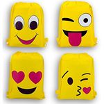 IncyWincy Smiley Drawstring Sack Bags (Pack of 12) - Birthday Return Gifts for All Age Group Boys Girls & Kids, Unisex Cartoon Dori Sack Party Favors (Smiley, 12, Count)