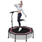 ONETWOFIT 51" Silent Trampoline with Adjustable Handle Bar, Fitness Trampoline Bungee Rebounder Jumping Cardio Trainer Workout for Adults