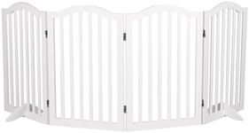 PaWz Wooden Pet Gate Dog Fence Safety Stair Barrier Security Door 4 Panels White, Cat Dog Wooden Fence with Narrow Gaps, Fold Easily for Storage Pet Playpen, Durable and Smooth Hinges for Baby Gate