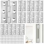 AFASOES 24 Pcs Folding Butt Hinges, 2 inch Hinges Metal Butt Hinges Silver Door Hinges Ball Bearing Door Hinges with Screws for Home Furniture Hardware Cabinet Closet Door Drawer