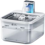 DownyPaws Wireless Cat Water Fountain for Drinking, 2.5L Battery-Operated Cat Water Fountain Cordless with Motion Sensor, 4000 mAh, Quiet Water Pump and Stainless Steel Tray for Cats, White